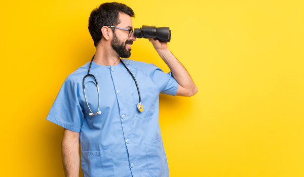 doc with binoculars