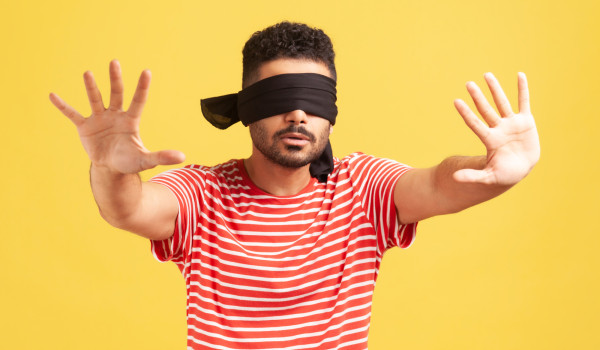 man with blindfold