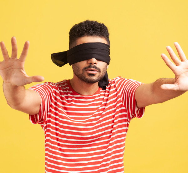 man with blindfold