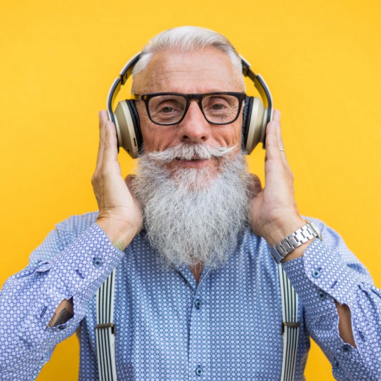 Image of man with headphones on