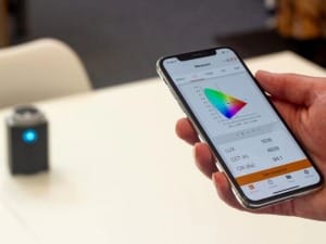 A Picture of a mobile device with the WaveGo app.