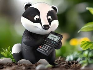 A picture of the BadgerNet Badger holding the EPAGU benefits calculator.