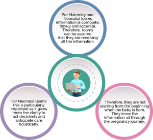 An infographic that displays the use of BadgerNet in different healthcare teams 