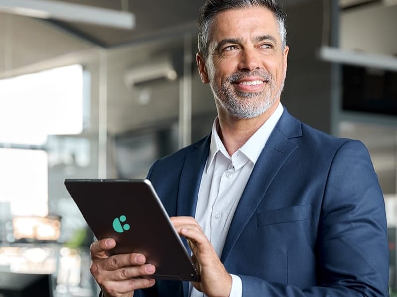 Finance director with tablet