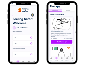 Images of the Feeling Safer App - including the survey and the home page.