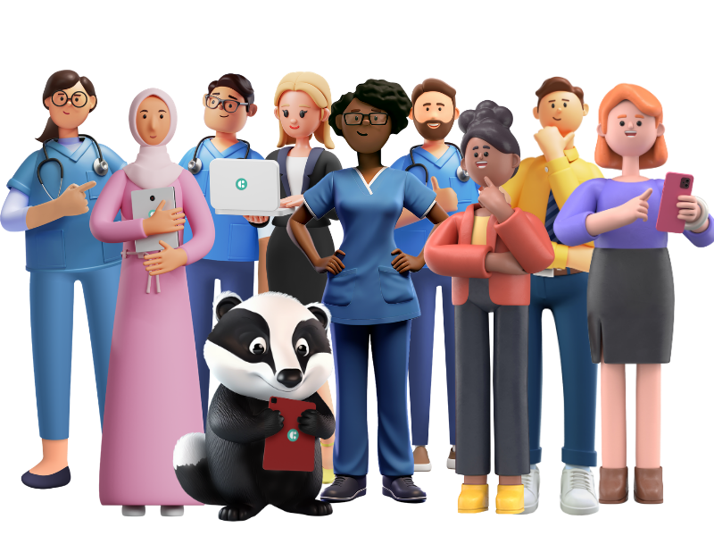 A picture of System C Healthcare and Social Care characters.