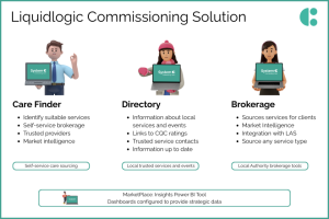 A infographic showing the structure of Liquidlogic Commissioning