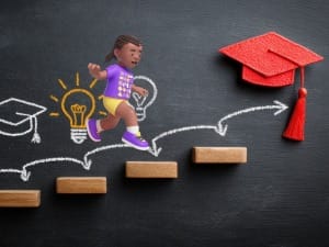 A Child taking stepping stones to the next stage in their Education.