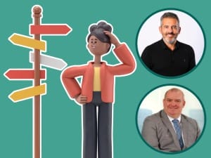 A System C character stood alongside Mark Scott and Paul Robinson.
