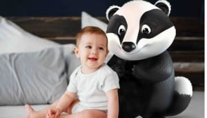 A picture of the BadgerNet badger with a baby.