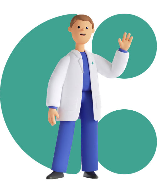 A CareFlow Pharmacy character with the System C logo.