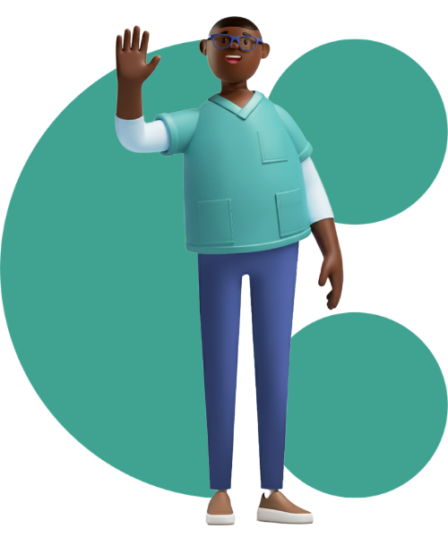 A CareFlow EPMA healthcare worker with the System C logo.