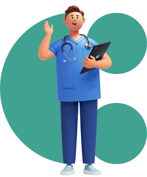 A ChemoCare character with the System C logo.